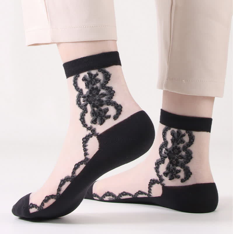 Floral Sheer Cotton Ankle Socks(8 Pairs) - image 3