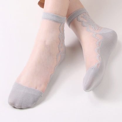 Floral Sheer Cotton Ankle Socks(8 Pairs) - image 11