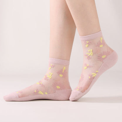 Ultra-thin Daisy Flower Sheer Ankle Socks(6 Pairs) - image 10