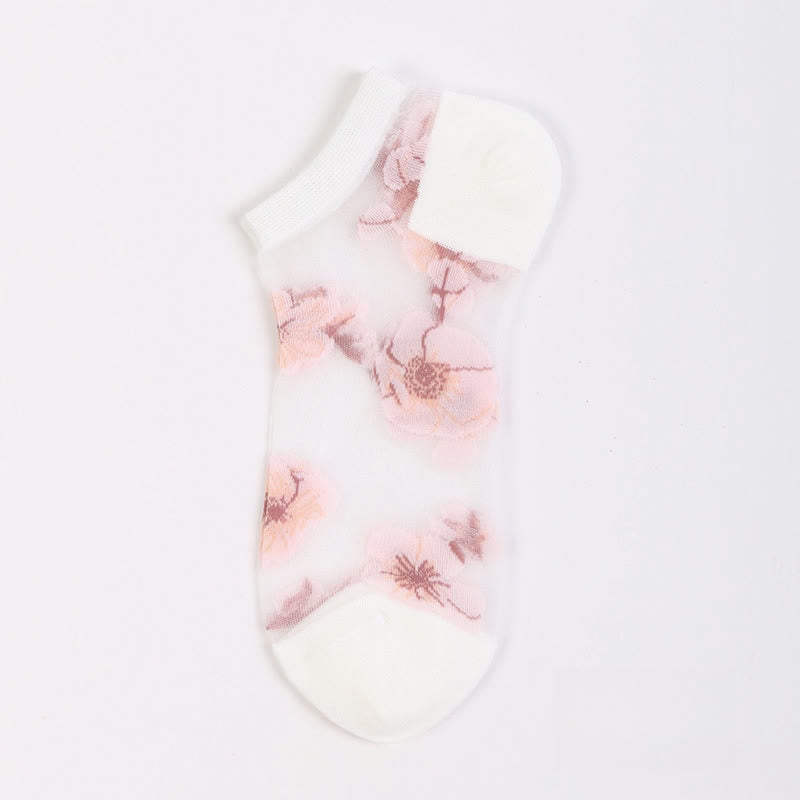 Lightweight Floral Breathable Sheer Ankle Socks(5 Pairs) - White - EU36-40(US3-7) - image 14