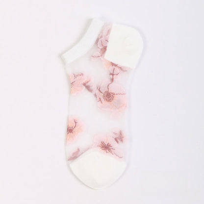 Lightweight Floral Breathable Sheer Ankle Socks(5 Pairs) - White - EU36-40(US3-7) - image 14