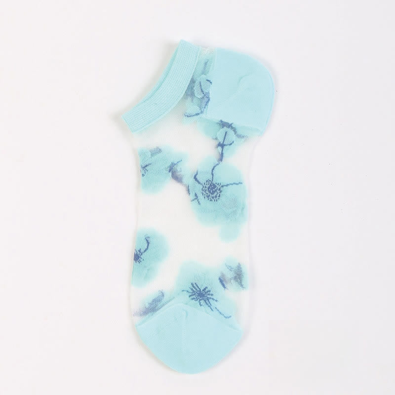 Lightweight Floral Breathable Sheer Ankle Socks(5 Pairs) - Light Blue - EU36-40(US3-7) - image 7