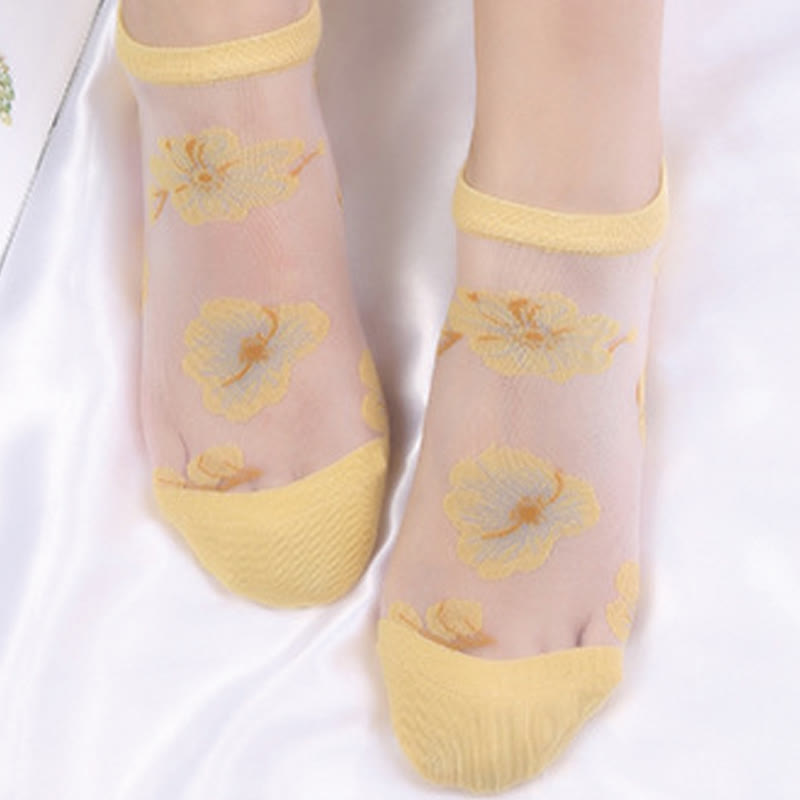 Lightweight Floral Breathable Sheer Ankle Socks(5 Pairs) - image 9