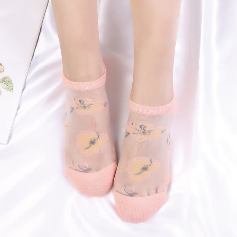 Lightweight Floral Breathable Sheer Ankle Socks(5 Pairs) - image 3