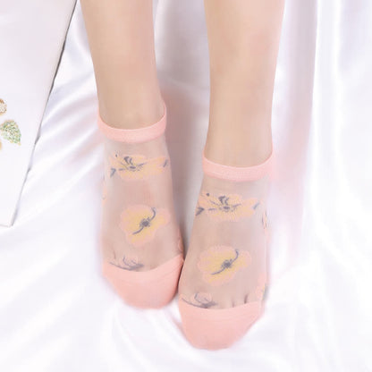 Lightweight Floral Breathable Sheer Ankle Socks(5 Pairs) - image 3
