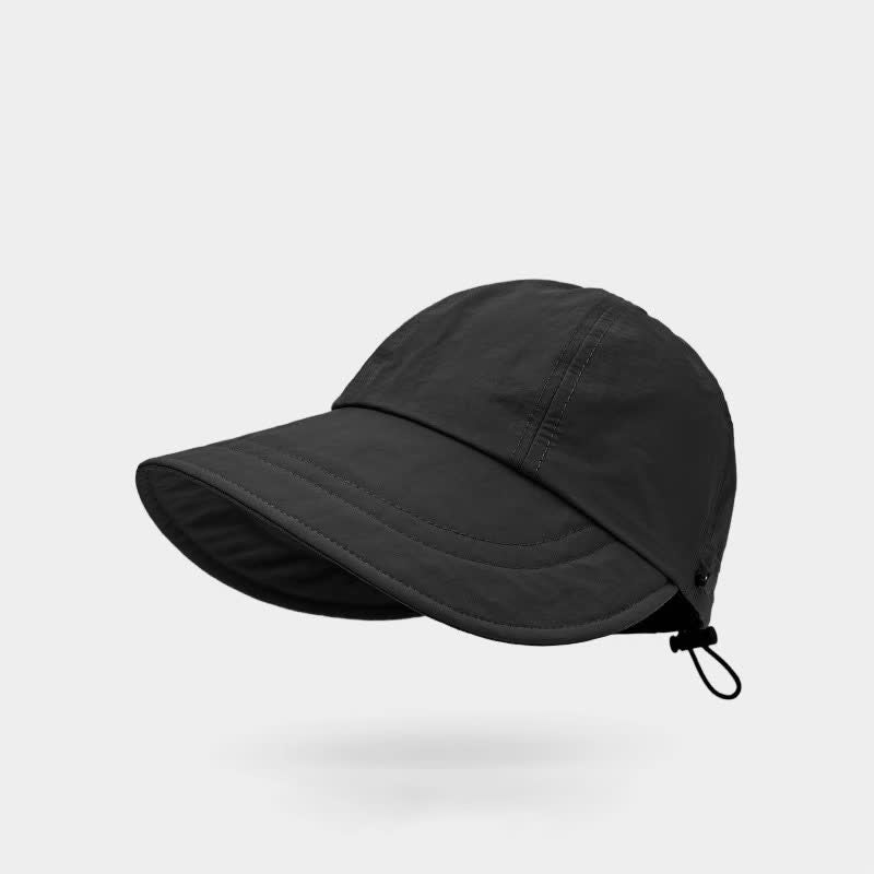 Solid Color Wide Brim Sun Baseball Cap - Black - One Size - image 10