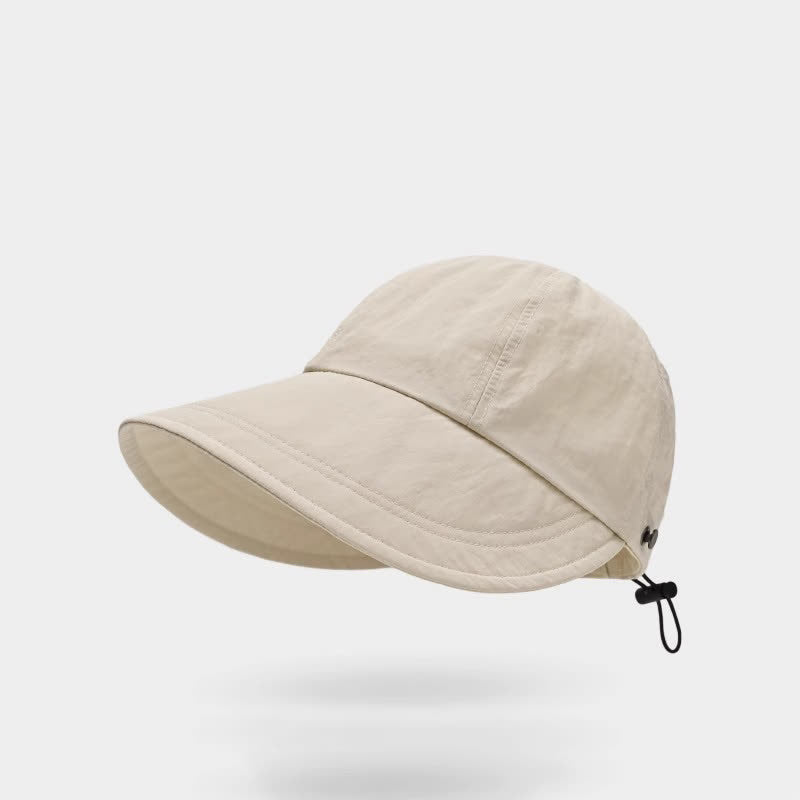 Solid Color Wide Brim Sun Baseball Cap - Beige - One Size - image 2