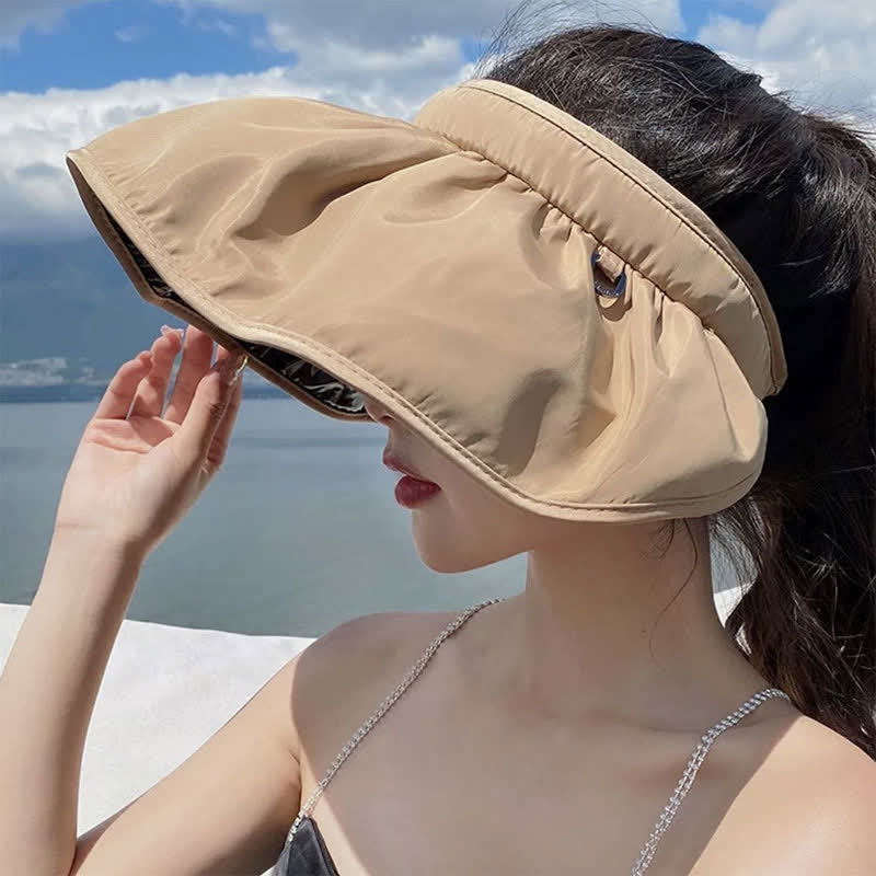 Headband-style Open-top Wide Brim Sun Hat - image 5