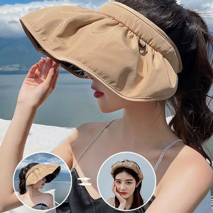 Headband-style Open-top Wide Brim Sun Hat - image 4