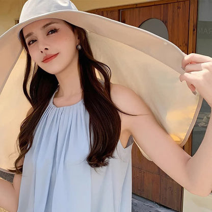 Large Brimmed Shawl One Piece Sun Hat - image 7