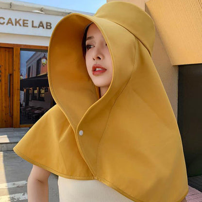 Large Brimmed Shawl One Piece Sun Hat - Yellow - One Size - image 4