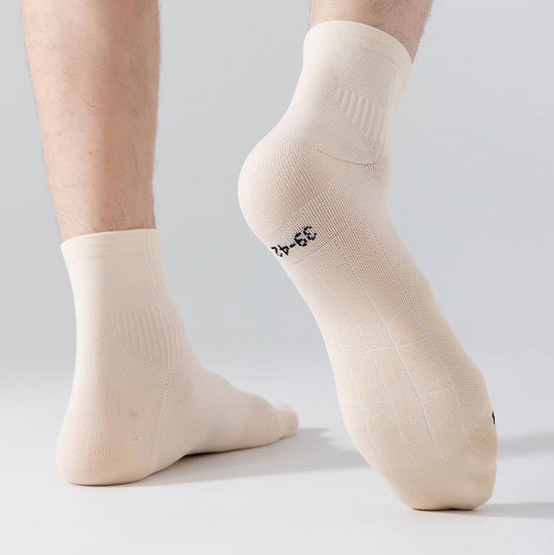 Solid Color Breathable Sports Ankle Compression Socks(5 Pairs) - image 9