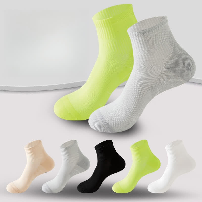 Solid Color Breathable Sports Ankle Compression Socks(5 Pairs) - image 1
