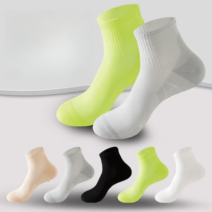 Solid Color Breathable Sports Ankle Compression Socks(5 Pairs) - image 1