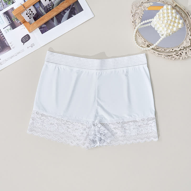 High Waist Lace Comfy Boyshort(2 Packs) - White - 4XL - image 4