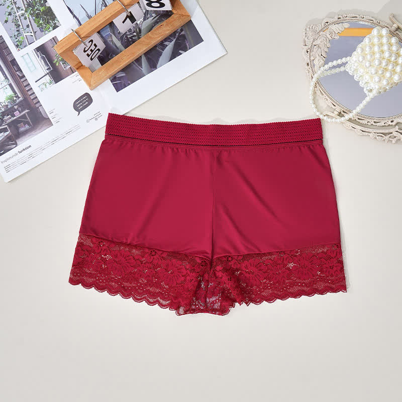 High Waist Lace Comfy Boyshort(2 Packs) - Red - 4XL - image 2