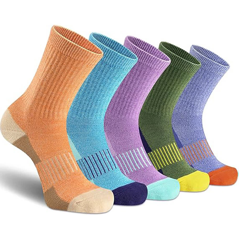 Striped Color-Block Moisture-Wicking Compression Socks(5 Pairs) - Set B - EU37-46(US4-12) - image 3