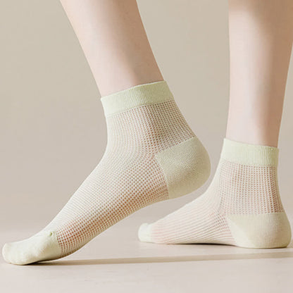 Lightweight Mesh Breathable Solid-Color Ankle Socks(8 Pairs) - image 3