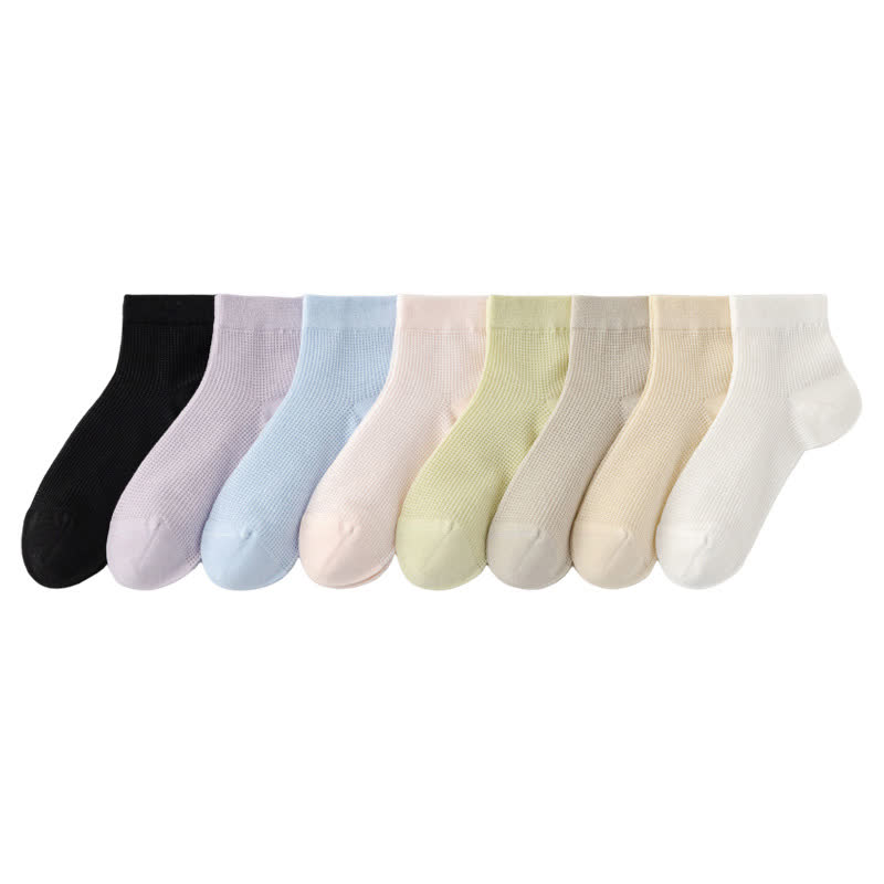 Lightweight Mesh Breathable Solid-Color Ankle Socks(8 Pairs) - Multicolor - EU36-40(US3-7) - image 20