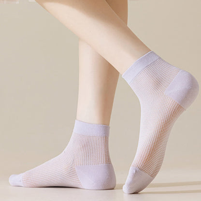 Lightweight Mesh Breathable Solid-Color Ankle Socks(8 Pairs) - image 6