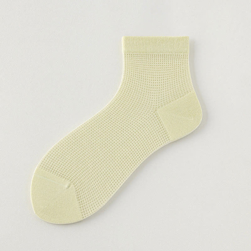 Lightweight Mesh Breathable Solid-Color Ankle Socks(8 Pairs) - Light Green - EU36-40(US3-7) - image 5