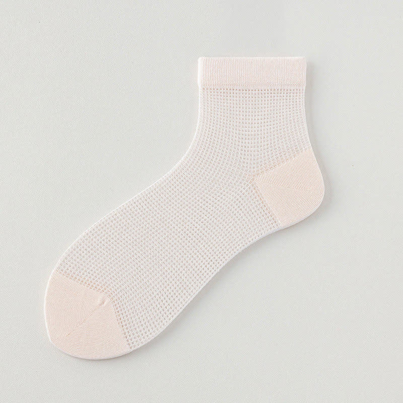Lightweight Mesh Breathable Solid-Color Ankle Socks(8 Pairs) - Light Pink - EU36-40(US3-7) - image 18