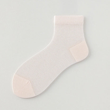 Lightweight Mesh Breathable Solid-Color Ankle Socks(8 Pairs) - Light Pink - EU36-40(US3-7) - image 18