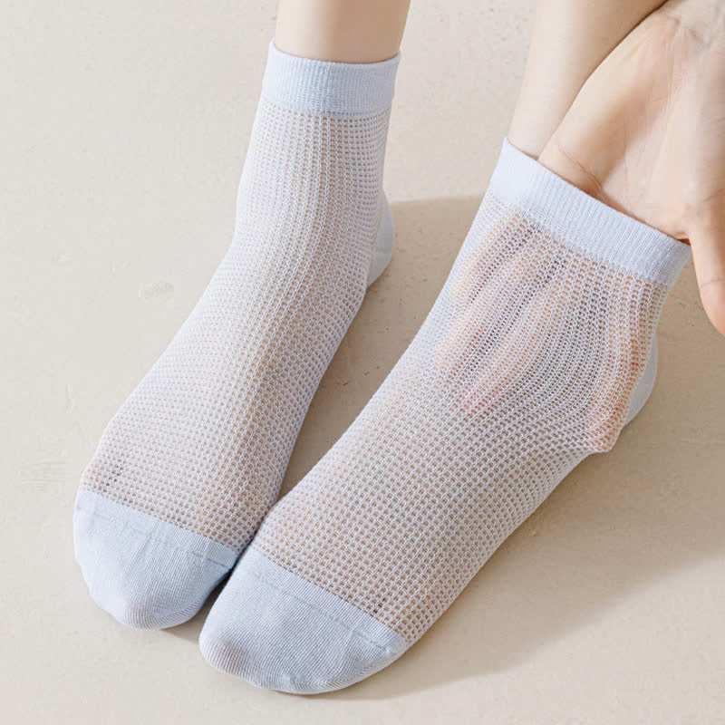 Lightweight Mesh Breathable Solid-Color Ankle Socks(8 Pairs) - image 12