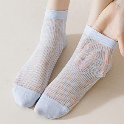 Lightweight Mesh Breathable Solid-Color Ankle Socks(8 Pairs) - image 12