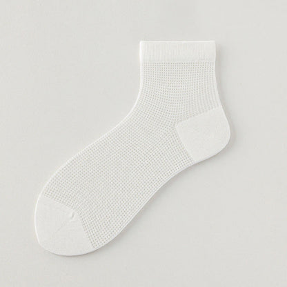 Lightweight Mesh Breathable Solid-Color Ankle Socks(8 Pairs) - White - EU36-40(US3-7) - image 16