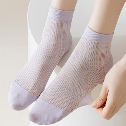 Lightweight Mesh Breathable Solid-Color Ankle Socks(8 Pairs) - image 6