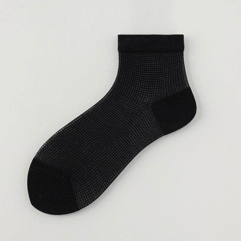 Lightweight Mesh Breathable Solid-Color Ankle Socks(8 Pairs) - Black - EU36-40(US3-7) - image 19