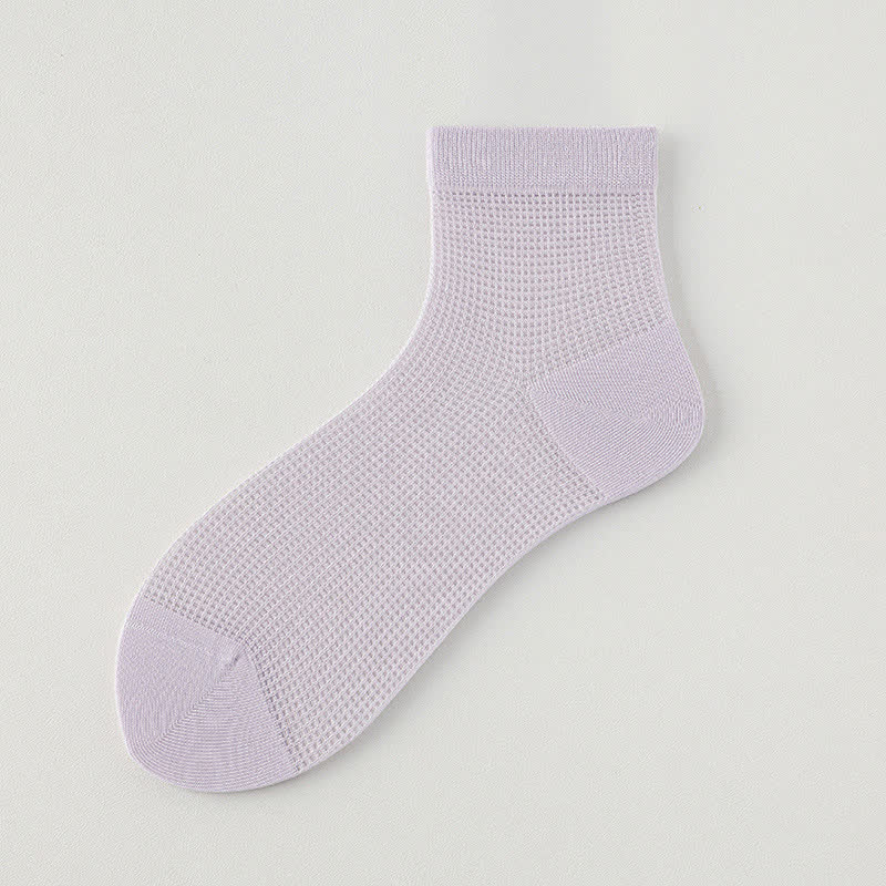 Lightweight Mesh Breathable Solid-Color Ankle Socks(8 Pairs) - Purple - EU36-40(US3-7) - image 11