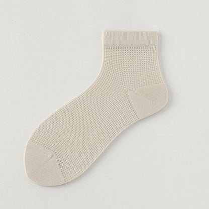 Lightweight Mesh Breathable Solid-Color Ankle Socks(8 Pairs) - Khaki - EU36-40(US3-7) - image 15