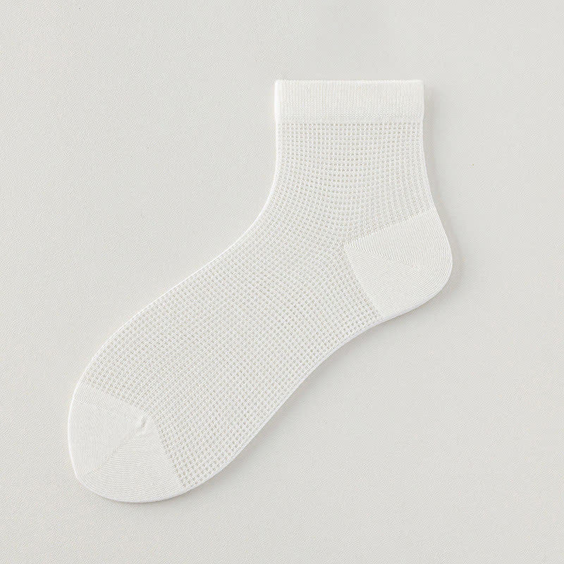 Lightweight Mesh Breathable Solid-Color Ankle Socks(8 Pairs) - White - EU36-40(US3-7) - image 17