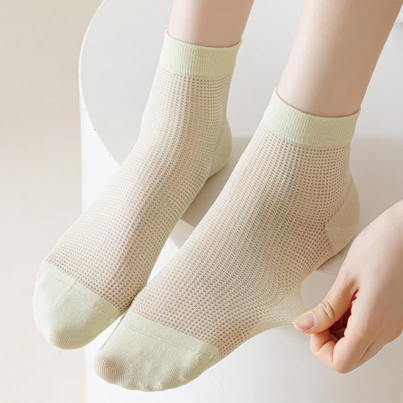 Lightweight Mesh Breathable Solid-Color Ankle Socks(8 Pairs) - image 1