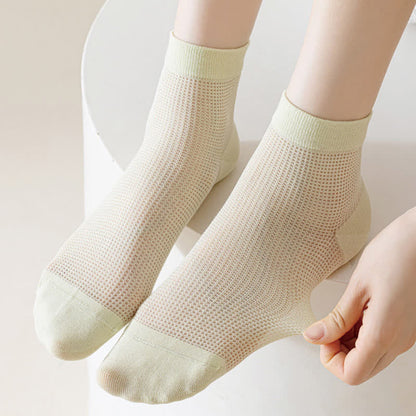 Lightweight Mesh Breathable Solid-Color Ankle Socks(8 Pairs) - image 1