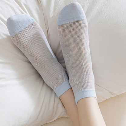 Lightweight Mesh Breathable Solid-Color Ankle Socks(8 Pairs) - image 13