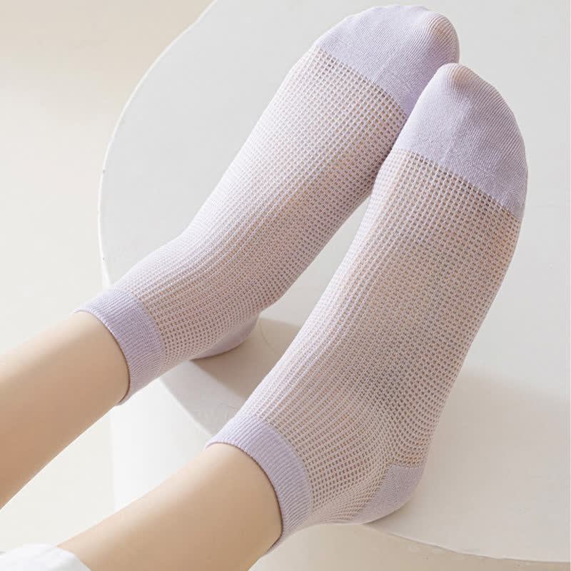 Lightweight Mesh Breathable Solid-Color Ankle Socks(8 Pairs) - image 8