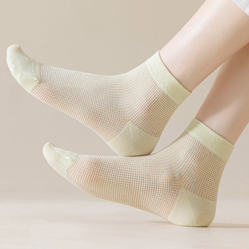 Lightweight Mesh Breathable Solid-Color Ankle Socks(8 Pairs) - image 3