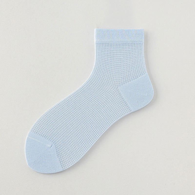 Lightweight Mesh Breathable Solid-Color Ankle Socks(8 Pairs) - Light Blue - EU36-40(US3-7) - image 13