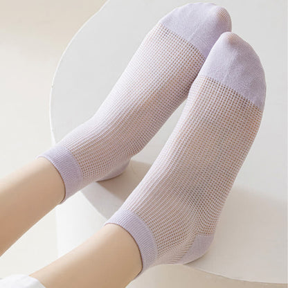 Lightweight Mesh Breathable Solid-Color Ankle Socks(8 Pairs) - image 7