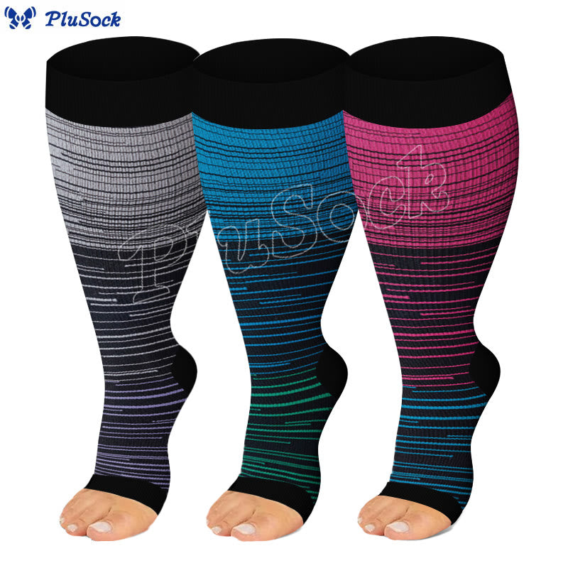 Plus Size Open Toe Compression Socks - image 0
