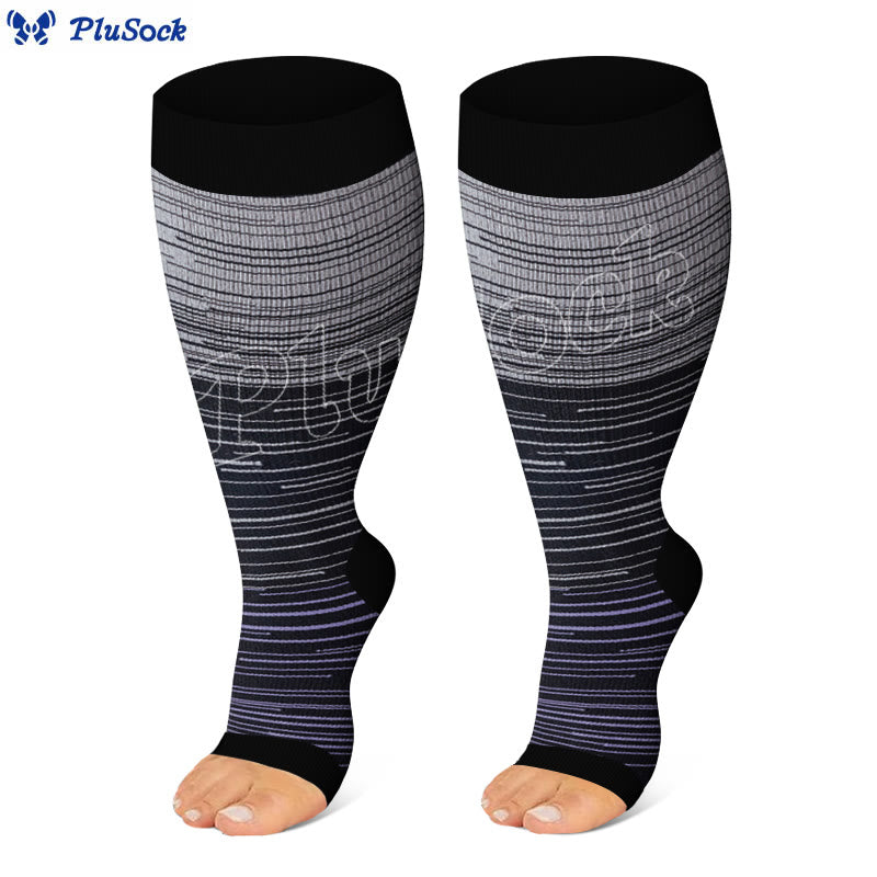Plus Size Open Toe Compression Socks - image 2