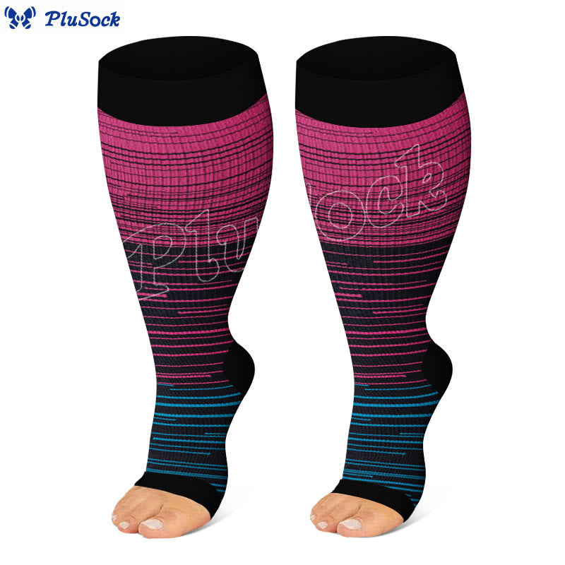 Plus Size Open Toe Compression Socks - image 3