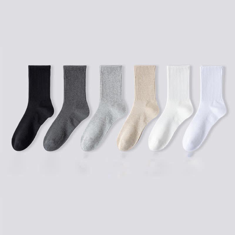 Solid Color Breathable Sports Socks(6 Pairs) - Multicolor - EU43-48(US9-13) - image 1