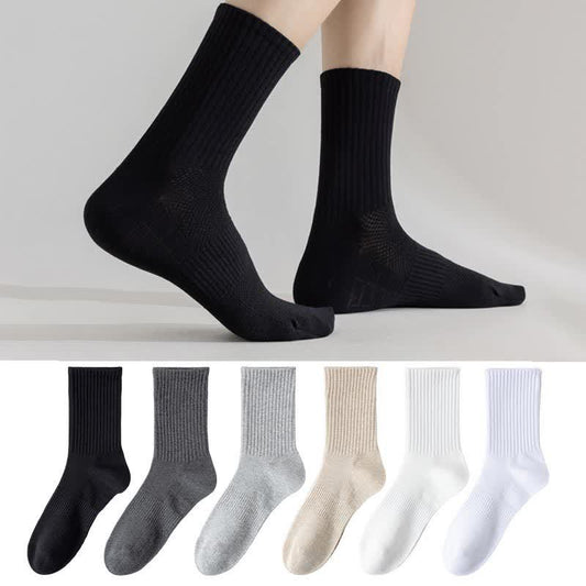Solid Color Breathable Sports Socks(6 Pairs) - image 0