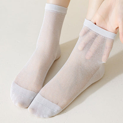Ultra-thin Breathable Solid Color Mesh Socks(8 Pairs)