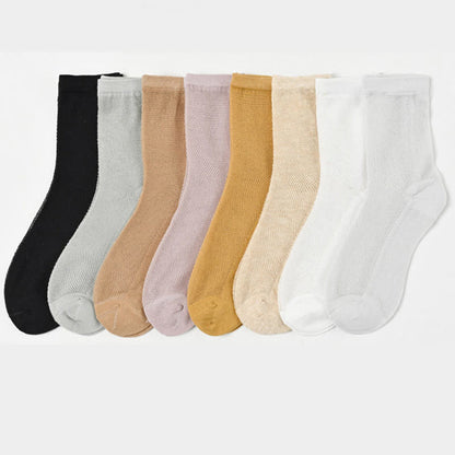 Ultra-thin Breathable Solid Color Mesh Socks(8 Pairs)