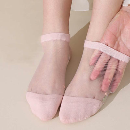 Seamless Breathable Floral Sheer Socks(5 Pairs) - image 6